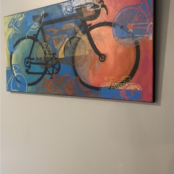 Colorful Bicycle Art Canvas 24x12in Art by Peggy Kerwan Abstract - Picture 4 of 6